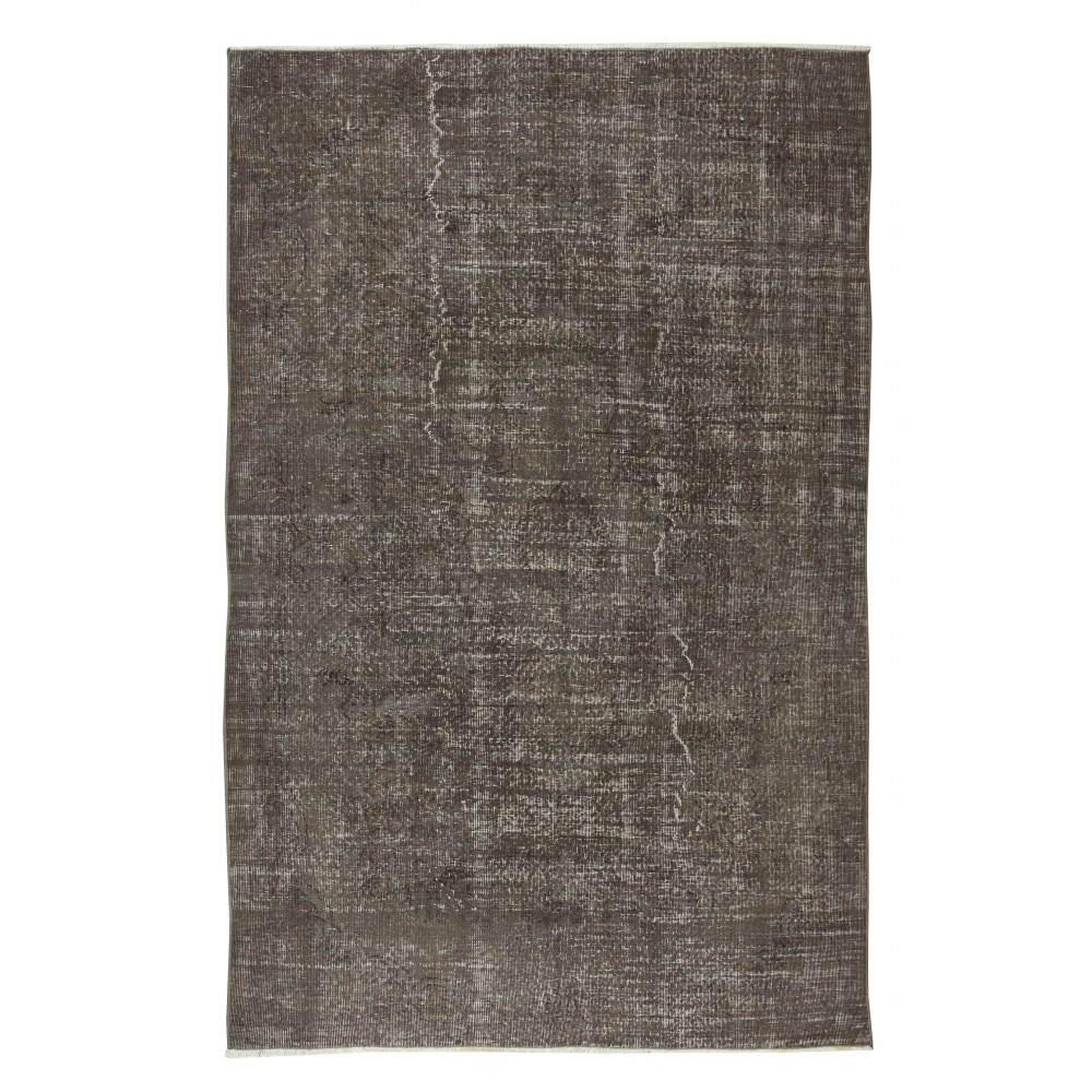 Contemporary Turkish Area Rug Over-Dyed in Gray, Vintage Handmade Carpet