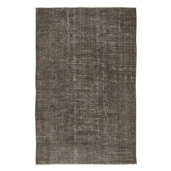 Contemporary Turkish Area Rug Over-Dyed in Gray, Vintage Handmade Carpet