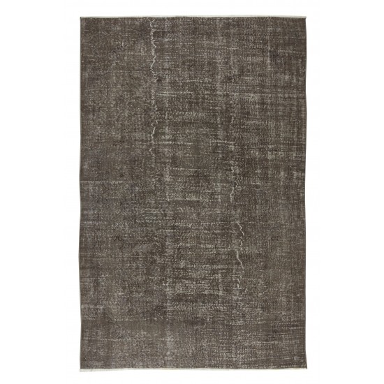 Contemporary Turkish Area Rug Over-Dyed in Gray, Vintage Handmade Carpet Contemporary Turkish Area Rug Over-Dyed in Gray, Vintage Handmade Carpet