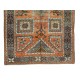 Hand Knotted Turkish Rug, Geometric Vintage Carpet