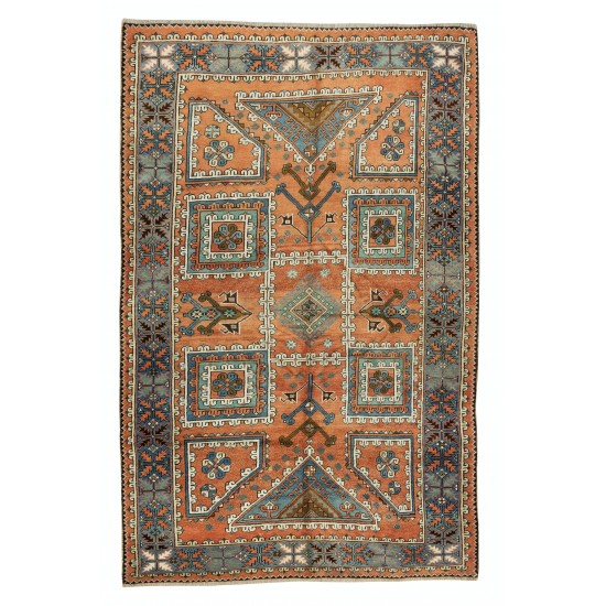 Hand Knotted Turkish Rug, Geometric Vintage Carpet Hand Knotted Turkish Rug, Geometric Vintage Carpet