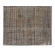 Traditional Turkish Area Rug Over-Dyed in Gray, Vintage Handmade Wool Carpet