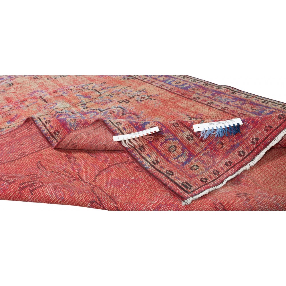 Orange Overdyed Rug for Modern Home & Office Decor, Turkish Handmade Carpet
