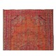 1960s Orange Overdyed Rug for Modern Home & Office Decor, Turkish Handmade Carpet