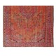 1960s Orange Overdyed Rug for Modern Home & Office Decor, Turkish Handmade Carpet