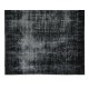 Vintage Distressed Turkish Handmade Area Rug Over-Dyed in Black for Modern Interiors