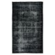 Vintage Distressed Turkish Handmade Area Rug Over-Dyed in Black for Modern Interiors