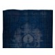 Contemporary Navy Blue Over-Dyed Rug, Vintage Hand-Knotted Turkish Wool Carpet Contemporary Navy Blue Over-Dyed Rug, Vintage Hand-Knotted Turkish Wool Carpet