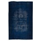 Contemporary Navy Blue Over-Dyed Rug, Vintage Hand-Knotted Turkish Wool Carpet Contemporary Navy Blue Over-Dyed Rug, Vintage Hand-Knotted Turkish Wool Carpet