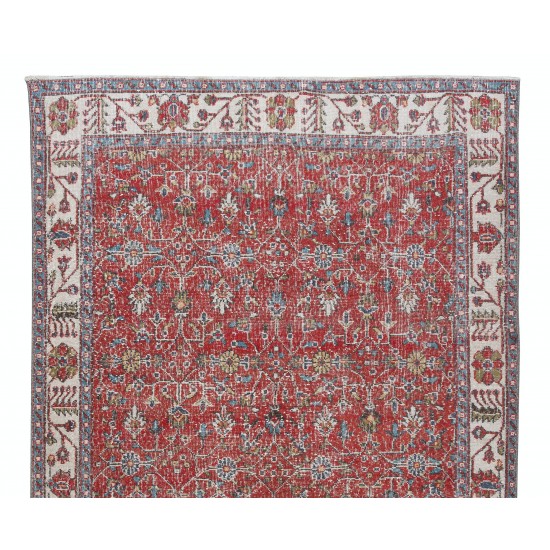 Flower Pattern Vintage Hand Knotted Anatolian Wool Area Rug for Office & Home Decor Flower Pattern Vintage Hand Knotted Anatolian Wool Area Rug for Office & Home Decor