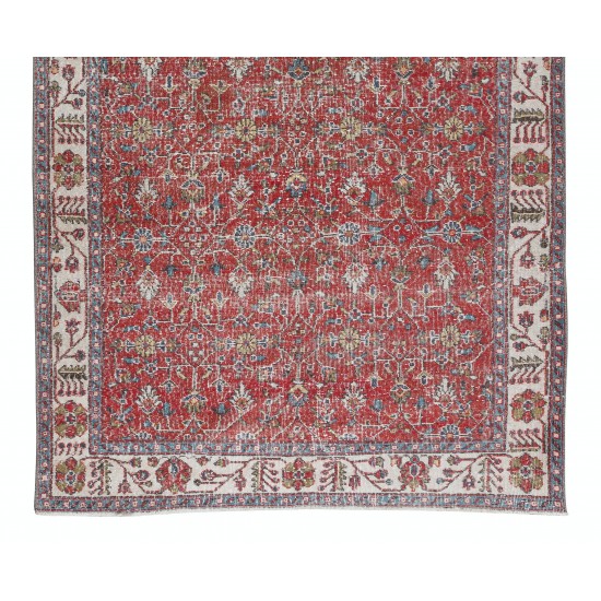 Flower Pattern Vintage Hand Knotted Anatolian Wool Area Rug for Office & Home Decor Flower Pattern Vintage Hand Knotted Anatolian Wool Area Rug for Office & Home Decor