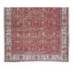 Flower Pattern Vintage Hand Knotted Anatolian Wool Area Rug for Office & Home Decor