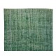 Handmade Vintage Turkish Rug Over-Dyed in Green, Great for Office and Home Decor