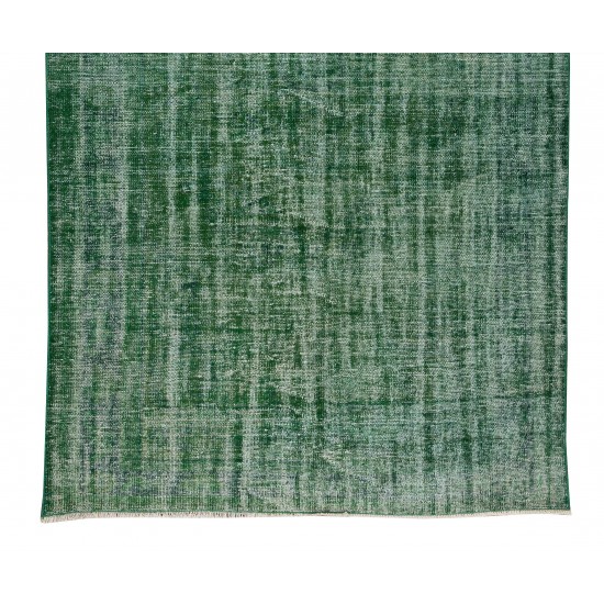 Handmade Vintage Turkish Rug Over-Dyed in Green, Great for Office and Home Decor