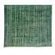 Handmade Vintage Turkish Rug Over-Dyed in Green, Great for Office and Home Decor