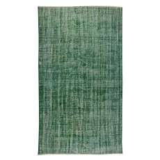 Handmade Vintage Turkish Rug Over-Dyed in Green, Great for Office and Home Decor