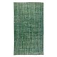 Handmade Vintage Turkish Rug Over-Dyed in Green, Great for Office and Home Decor