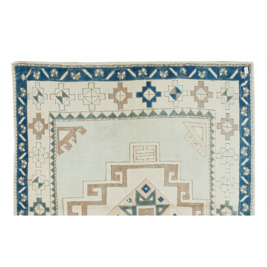 Handmade Vintage Turkish Rug with Geometric Design, Ideal for Home & Office Decor