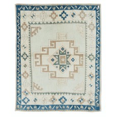 Handmade Vintage Turkish Rug with Geometric Design, 100% Wool