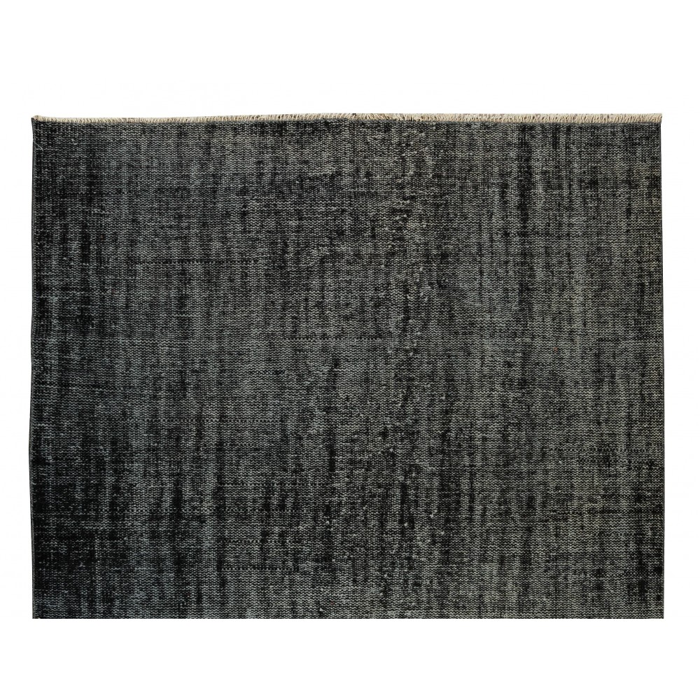 Vintage Handmade Turkish Wool Rug Over-Dyed in Black for Modern Interiors
