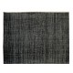 Vintage Handmade Turkish Wool Rug Over-Dyed in Black for Modern Interiors