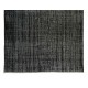 Vintage Handmade Turkish Wool Rug Over-Dyed in Black for Modern Interiors