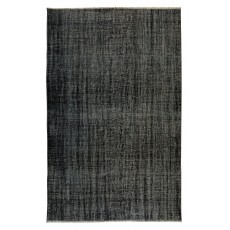 Vintage Handmade Turkish Wool Rug Over-Dyed in Black for Modern Interiors