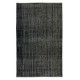 Vintage Handmade Turkish Wool Rug Over-Dyed in Black for Modern Interiors