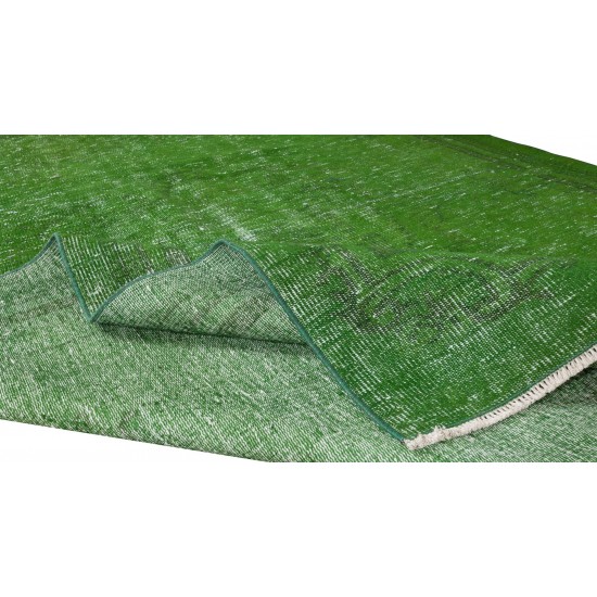 Living Room Decor Rug, Authentic Green Over-Dyed Turkish Hand Knotted Carpet Living Room Decor Rug, Authentic Green Over-Dyed Turkish Hand Knotted Carpet