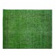 Living Room Decor Rug, Authentic Green Over-Dyed Turkish Hand Knotted Carpet