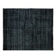 Vintage Handmade Turkish Wool Rug Over-Dyed in Black for Modern Interiors