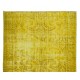 Handmade Yellow Overdyed Rug, Vintage Decorative Wool Carpet From Central Anatolia