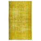 Handmade Yellow Overdyed Rug, Vintage Decorative Wool Carpet From Central Anatolia