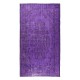 Contemporary Handmade Turkish Vintage Rug Over-Dyed in Purple Color