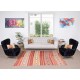 Handmade Stripe Patterned Vintage Turkish Kilim Rug Made of Wool, Reversible