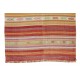 Handmade Stripe Patterned Vintage Turkish Kilim Rug Made of Wool, Reversible