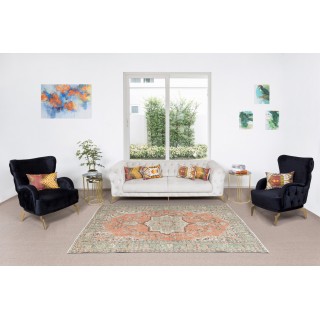 Handmade Vintage Turkish Wool Area Rug for Home and Office Decor