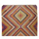 Multicolored Handmade Turkish Wool Kilim, One of a Kind Flat-Weave Rug, Floor Covering