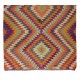 Multicolored Handmade Turkish Wool Kilim, One of a Kind Flat-Weave Rug, Floor Covering