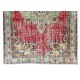 Hand Knotted Turkish Area Rug, Medallion Design Vintage Carpet