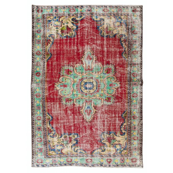 Hand Knotted Turkish Area Rug, Medallion Design Vintage Carpet Hand Knotted Turkish Area Rug, Medallion Design Vintage Carpet