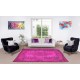 Contemporary Hand Knotted Turkish Wool Rug Over-Dyed in Pink