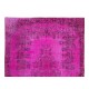 Midcentury Hand Knotted Anatolian Rug Over-Dyed in Pink for Modern Home & Office Decor