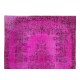 Contemporary Hand Knotted Turkish Wool Rug Over-Dyed in Pink