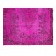 Contemporary Hand Knotted Turkish Wool Rug Over-Dyed in Pink