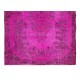 Midcentury Hand Knotted Anatolian Rug Over-Dyed in Pink for Modern Home & Office Decor