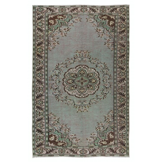 Living Room Decor Rug, Authentic Light Green Over-Dyed Turkish Hand Knotted Carpet Living Room Decor Rug, Authentic Light Green Over-Dyed Turkish Hand Knotted Carpet