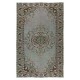 Living Room Decor Rug, Authentic Light Green Over-Dyed Turkish Hand Knotted Carpet