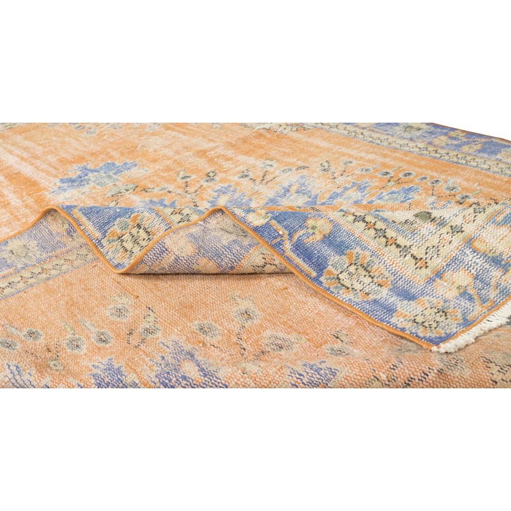Hand Knotted Vintage Turkish Oushak Rug with Medallion Design