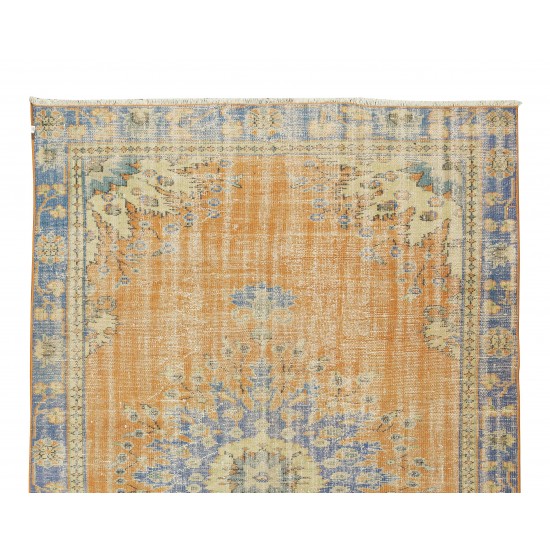 Hand Knotted Vintage Turkish Oushak Rug with Medallion Design